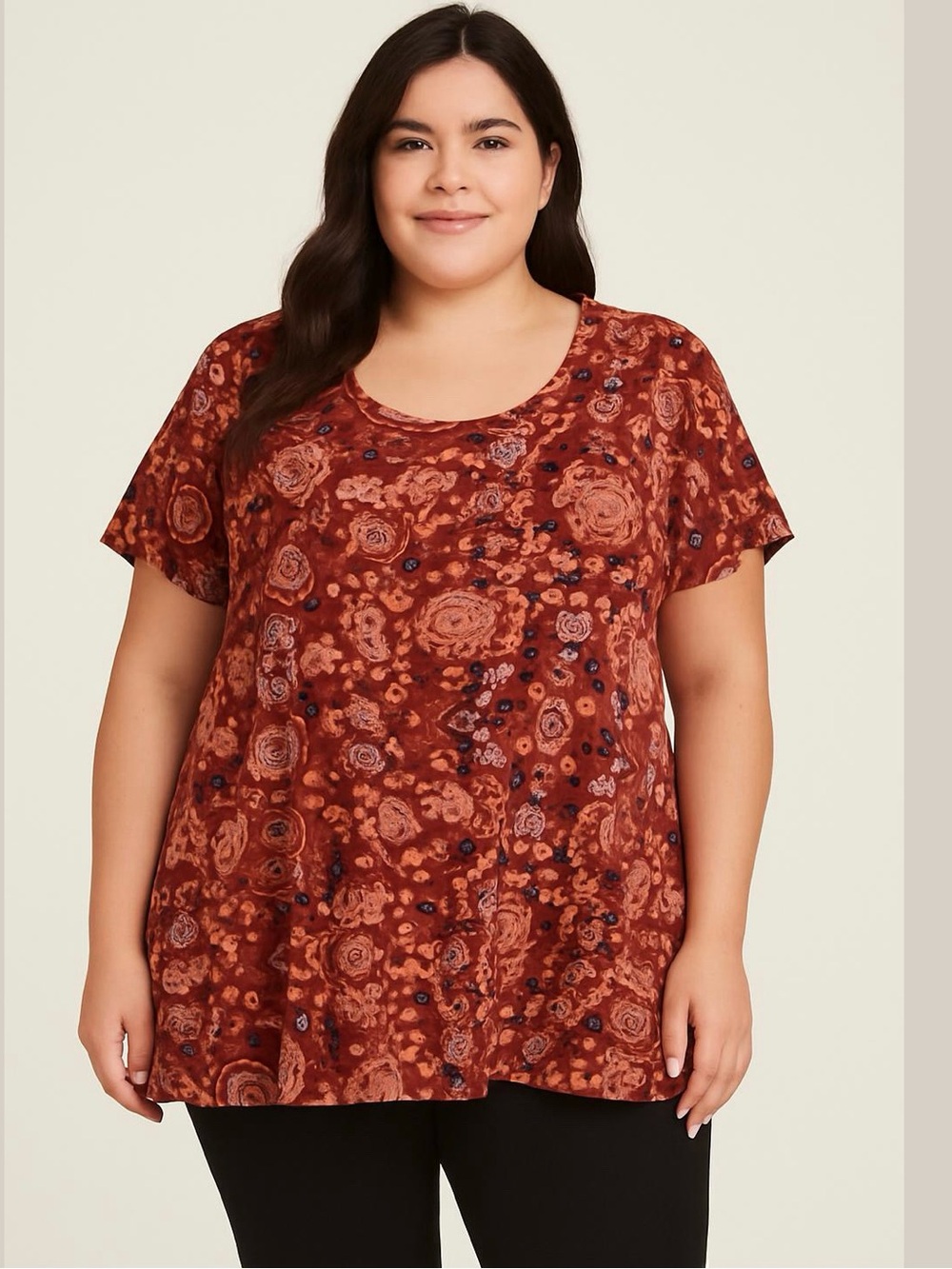 LuLaRoe NWT Classic Tee in Rust and Terracotta Floral
